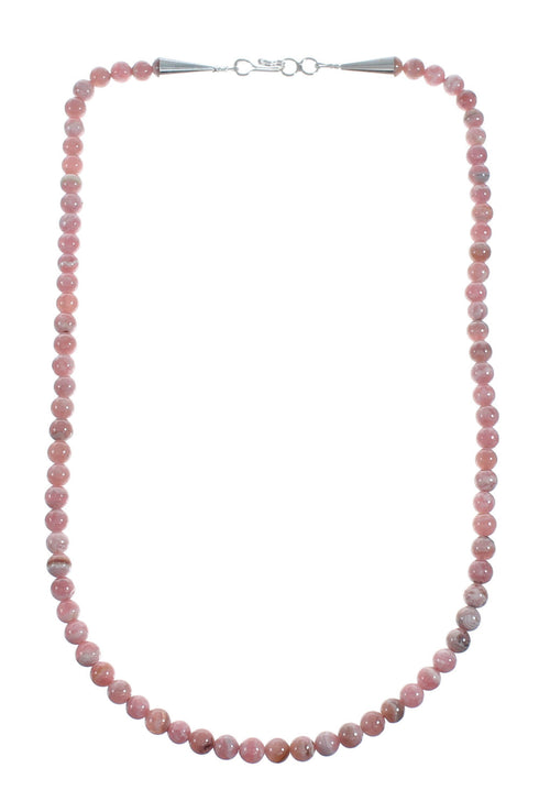 Native American Sterling Silver Rhodochrosite Bead Necklace X11418